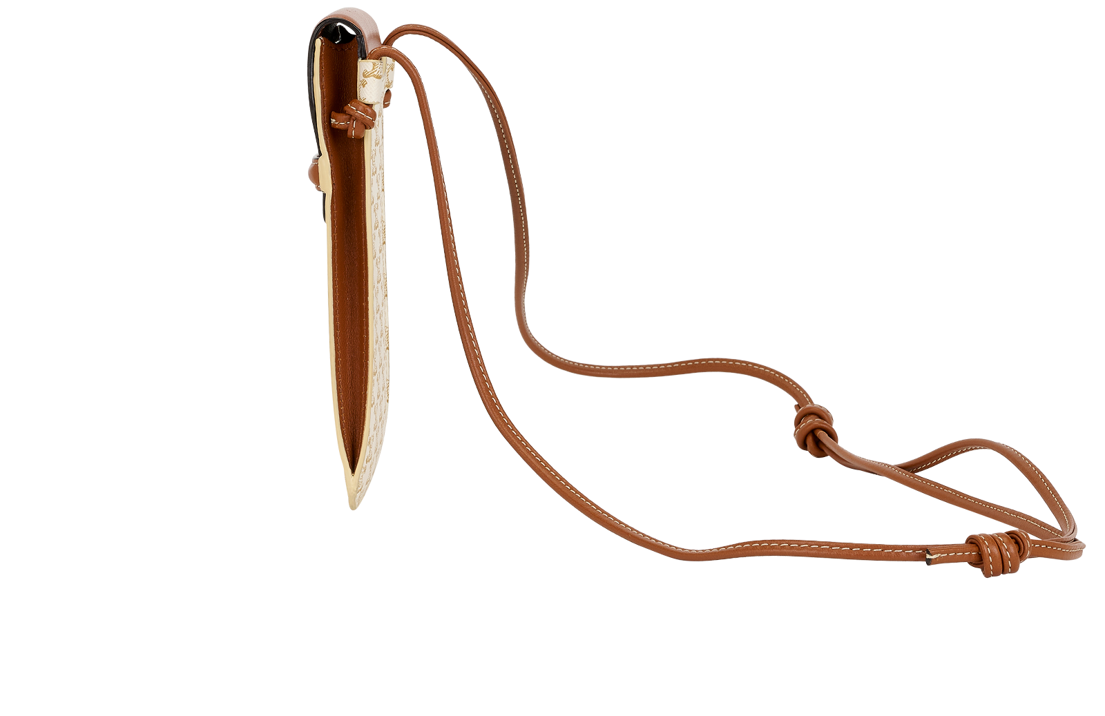 Celine Triomphe Phone Pouch, &pound;295, Accessories, Brown/Cream, Canvas/Leather, Bottom view